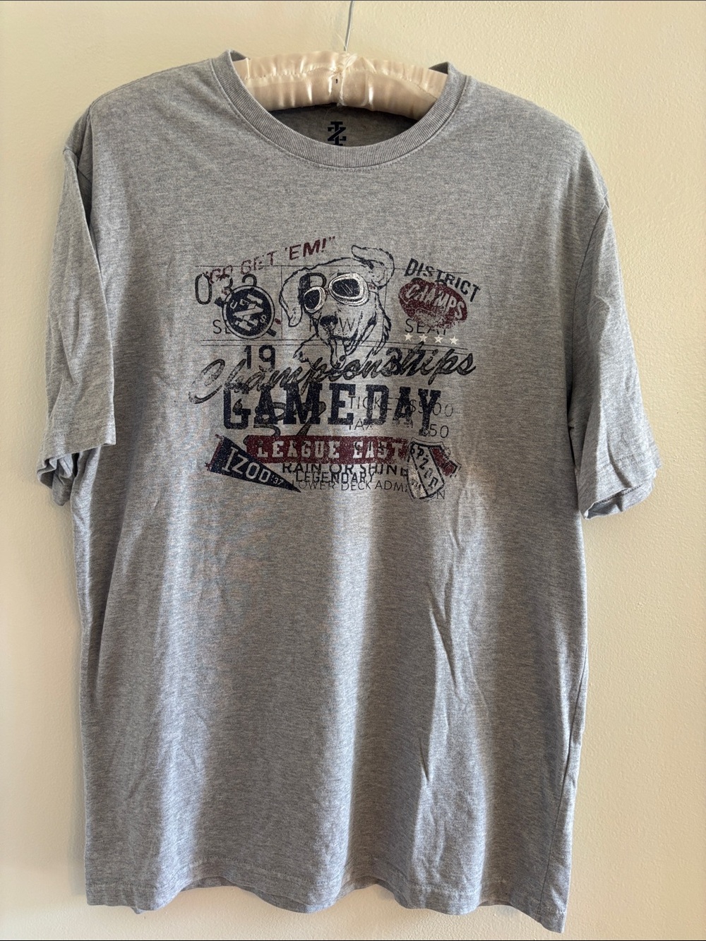 Izod Grey Graphic Short Sleeve Tee with Vintage Game Day Print